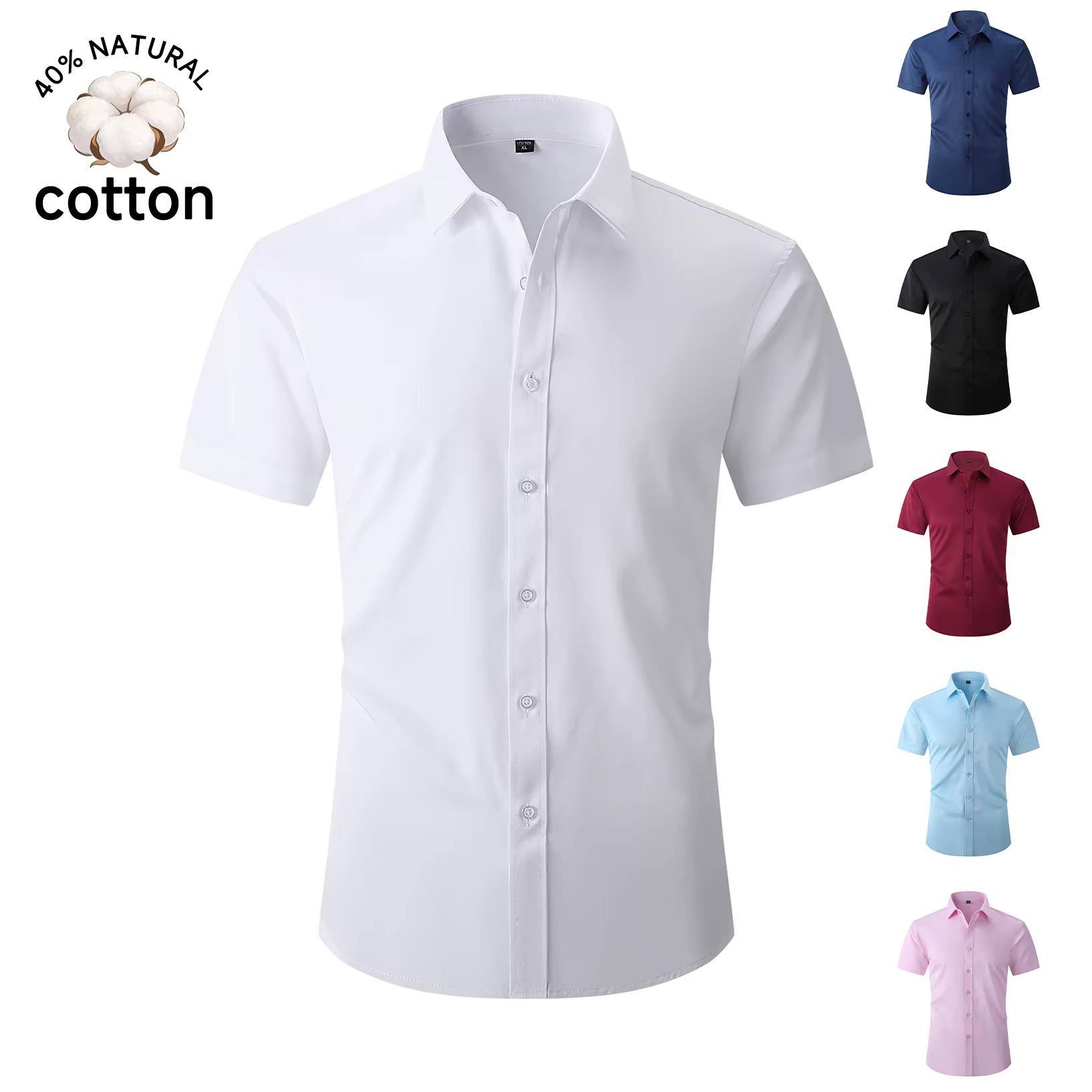 Chemise noire à manches courtes pour homme