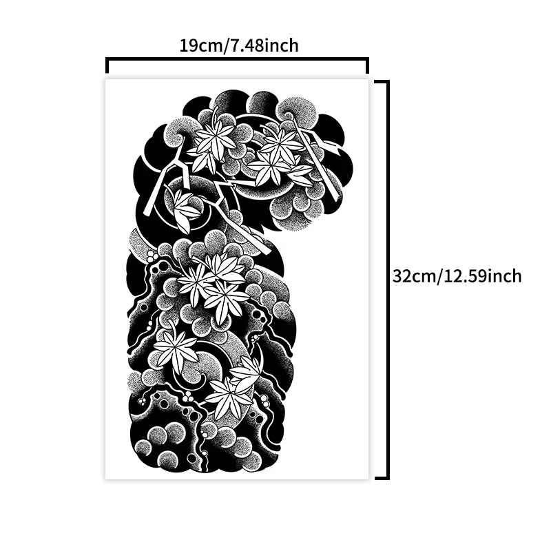 Autocollants de tatouage temporaire à base de plantes, style asiatique, demi-manches, imperméables et longue durée (1 à 2 semaines), adaptés pour les bras et les jambes.