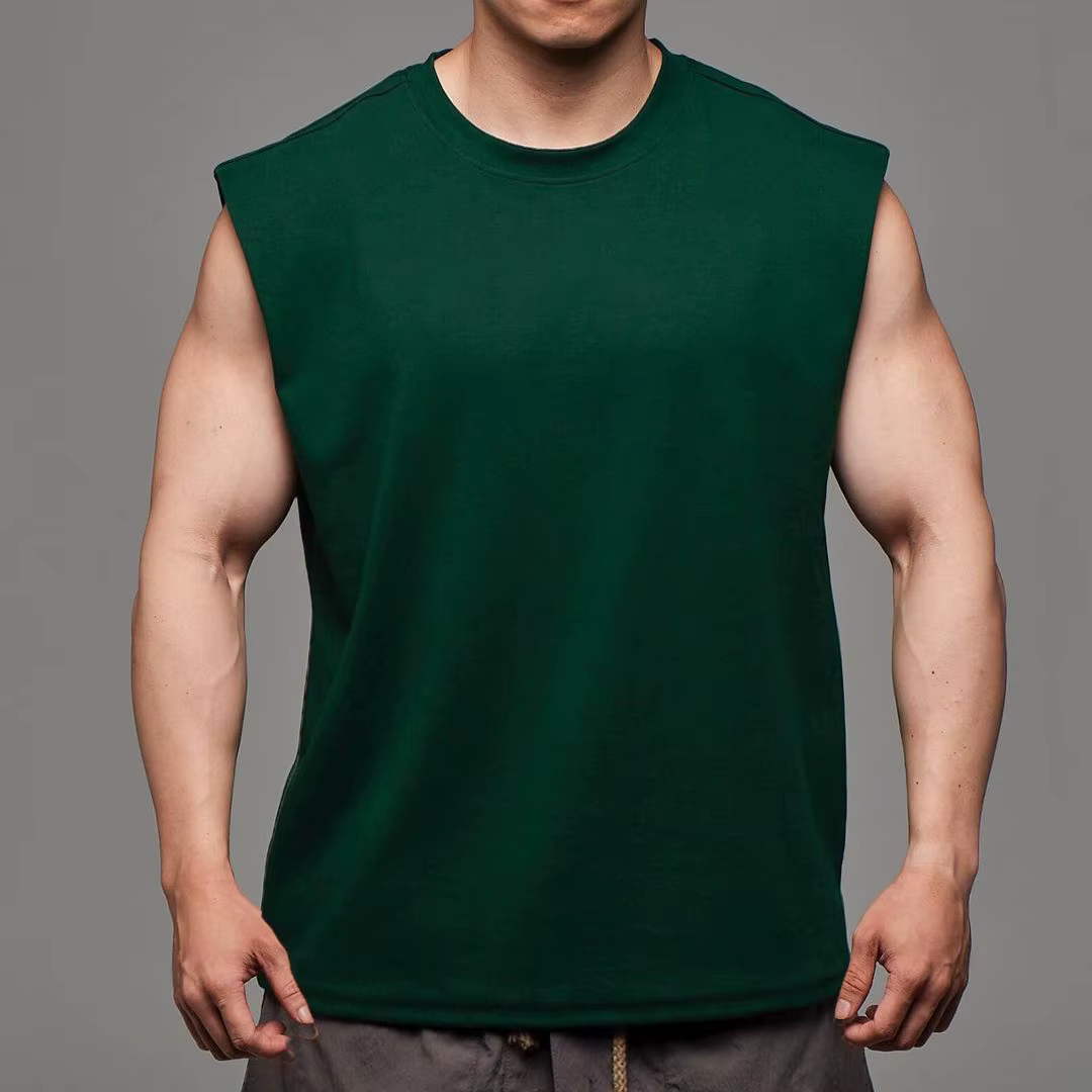 Nouveaux hommes col rond débardeur couleur Pure coton été gilet gymnase musculation musculaire Streetwear chemise sans manches entraînement Fitness Sport