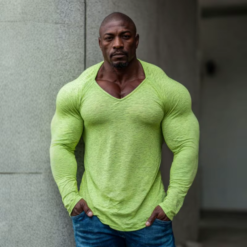 T-shirt de fitness basique pour homme, col en V, haut décontracté, tenue de rue quotidienne, sports de plein air, entraînement en salle de sport, jogging et loisirs