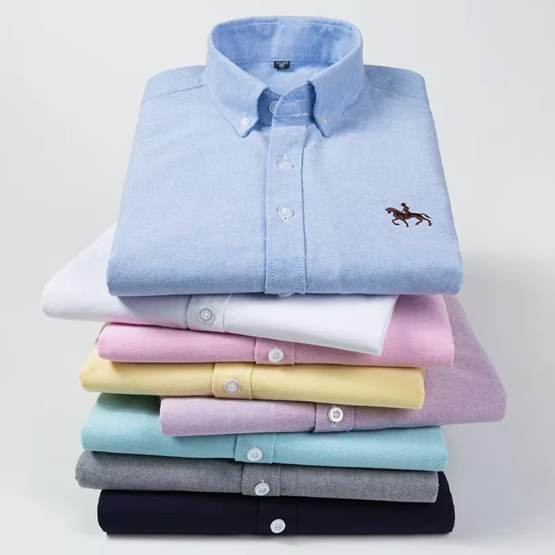 Chemise en pur coton Oxford brodée pour homme