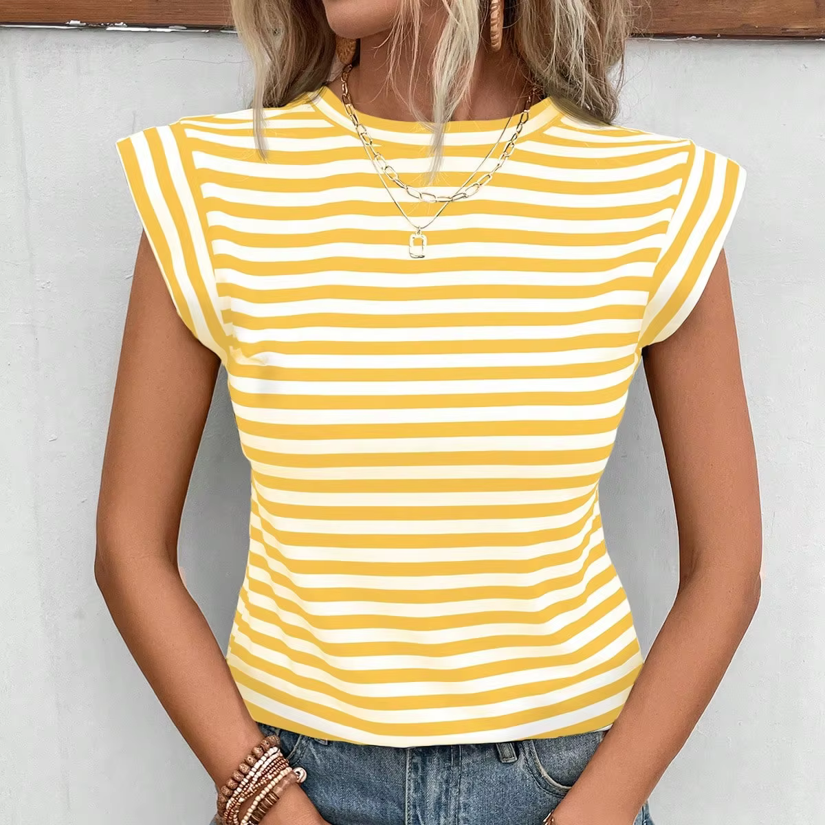 Nouveau t-shirt rayé printemps-été
