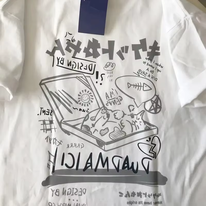 T-shirts pour femmes, imprimé de couple de dessins animés