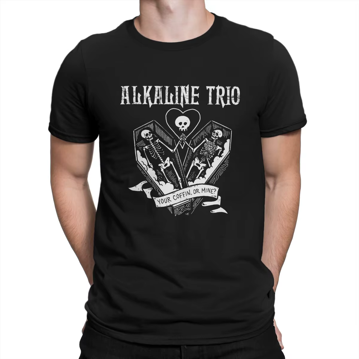 T-shirt basique à col rond pour hommes, PUNK Your Coffin or Relief, Alkaline amento, Creative T-Shirt, Distinctive Gift Clothes, Y-