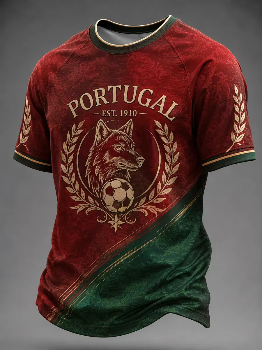 T-shirt d'entraînement de football portugais édition 2026 - Impression numérique 3D - Confortable et respirant - Vêtements pour toute la famille