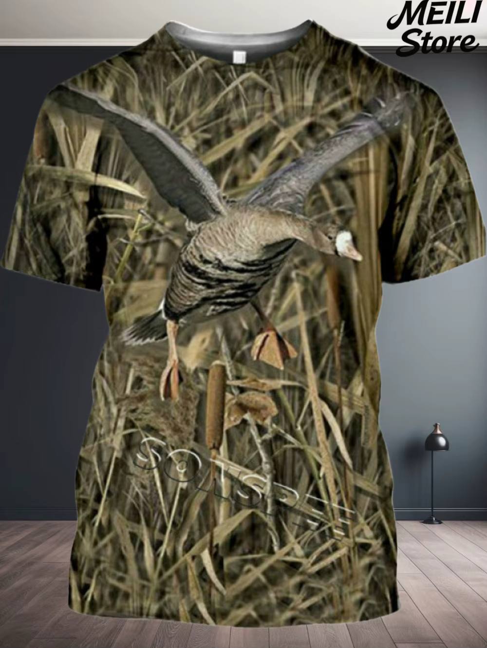 Nouveau T-Shirt homme chasse Animal impression 3D été Camouflage à manches courtes drôle hauts décontracté quotidien en plein air rue vêtements pour hommes