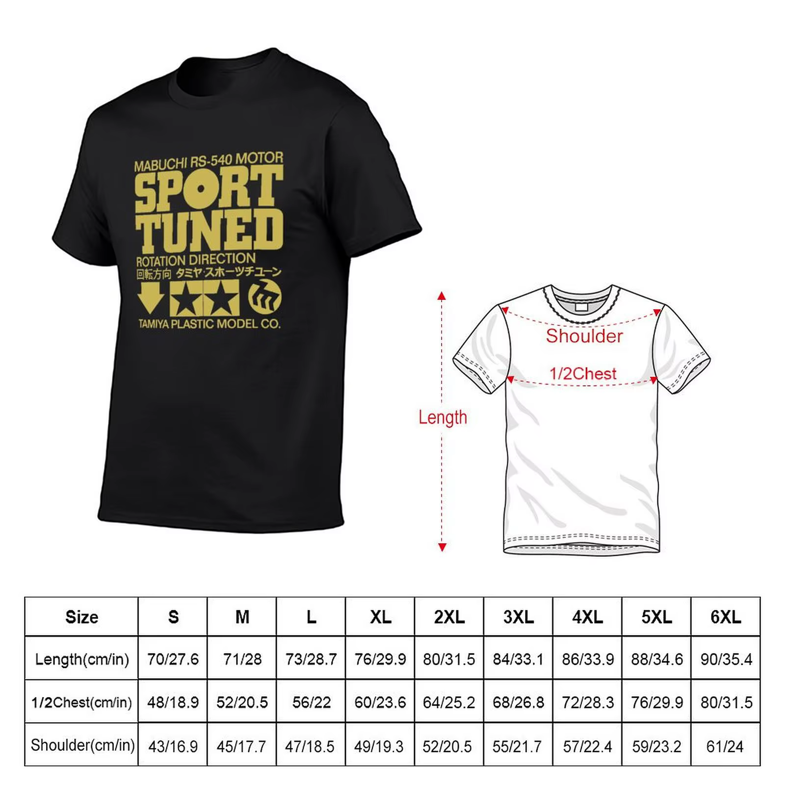 Tamiya-T-shirt de sport avec étiquette moteur pour homme