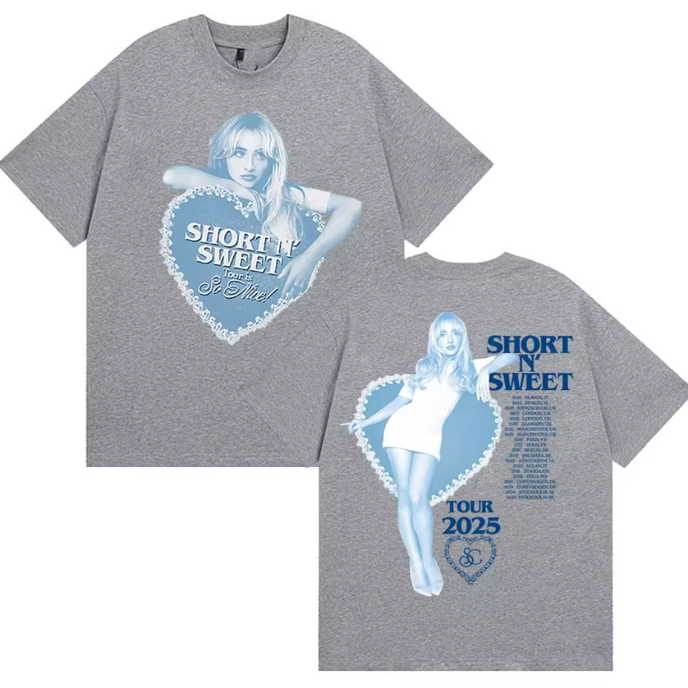 T-shirt Sabrina Carpenter 2026 Nouveau Short N' Sweet en mélange de coton pour hommes et femmes