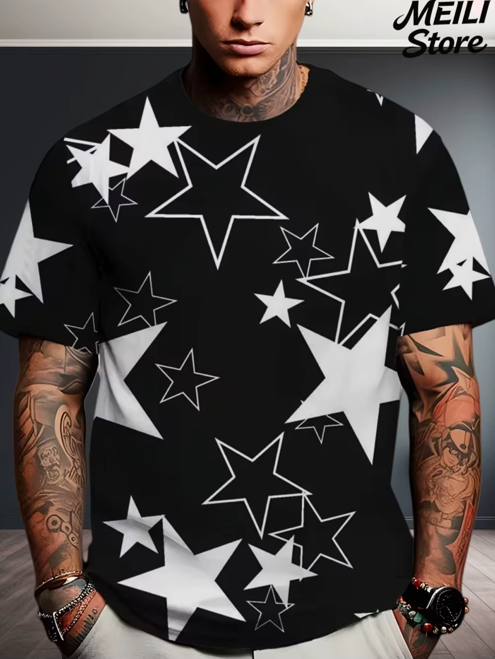 T-Shirt homme étoile élément imprimé