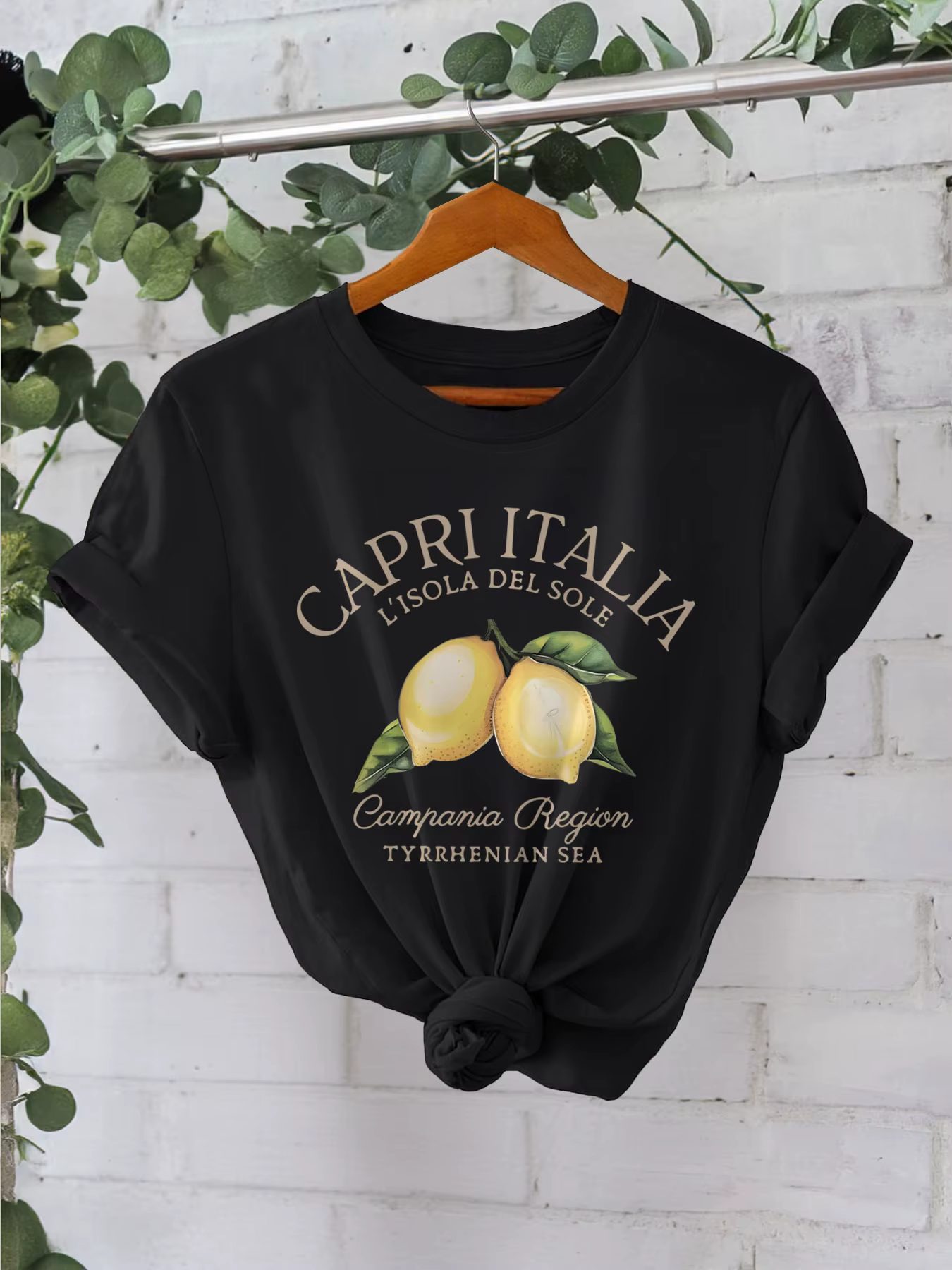 T-shirt imprimé citron, haut décontracté à manches courtes et col rond pour l'été et le printemps, vêtements pour femmes