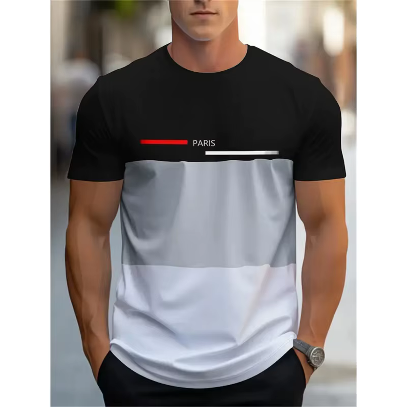 T-shirt à motif de rayures colorées pour hommes
