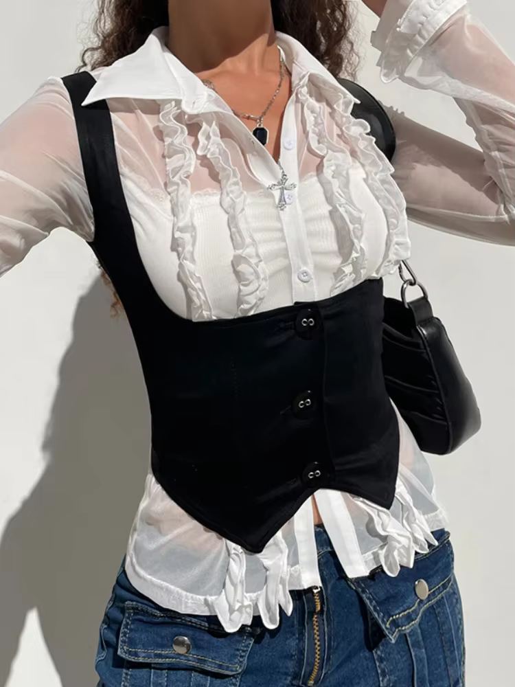 Orifice Goth-Corset Croisé Y2k pour Femme