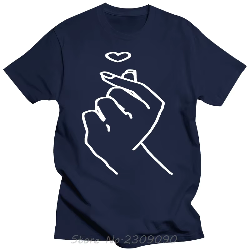 Kpop chemise coréenne amour coeur main symbole Saranghae