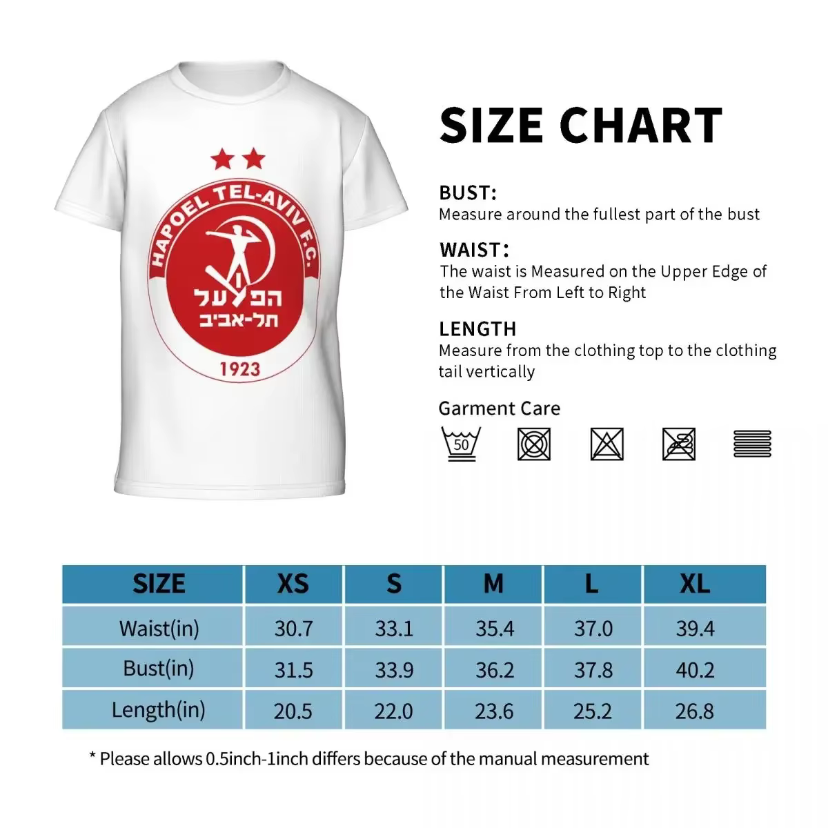 Hapoel Tel Aviv T Shirt - T-shirts à manches courtes et col rond doux pour adolescente et garçon