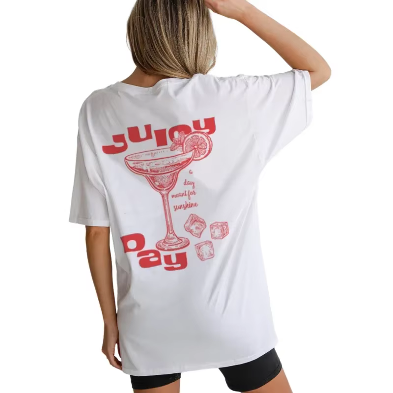 T-Shirt de Cocktail Imprimé au Dos pour Femme