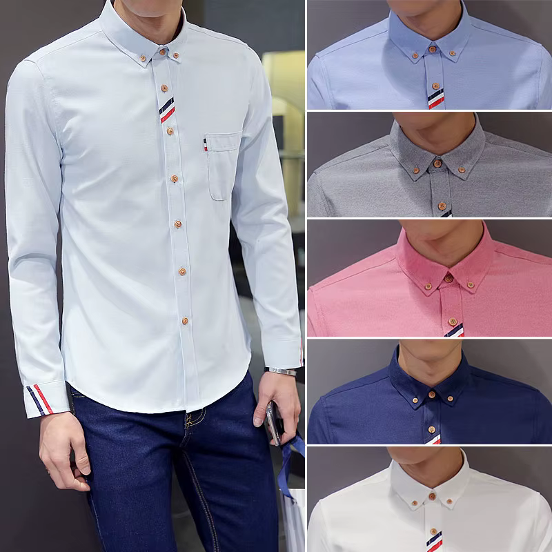 Chemise à manches longues en tissu Oxford pour homme