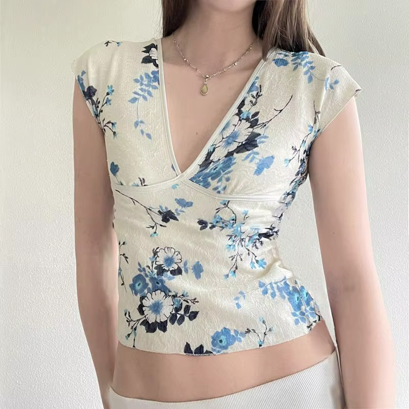 T-shirt à imprimé floral pour femme