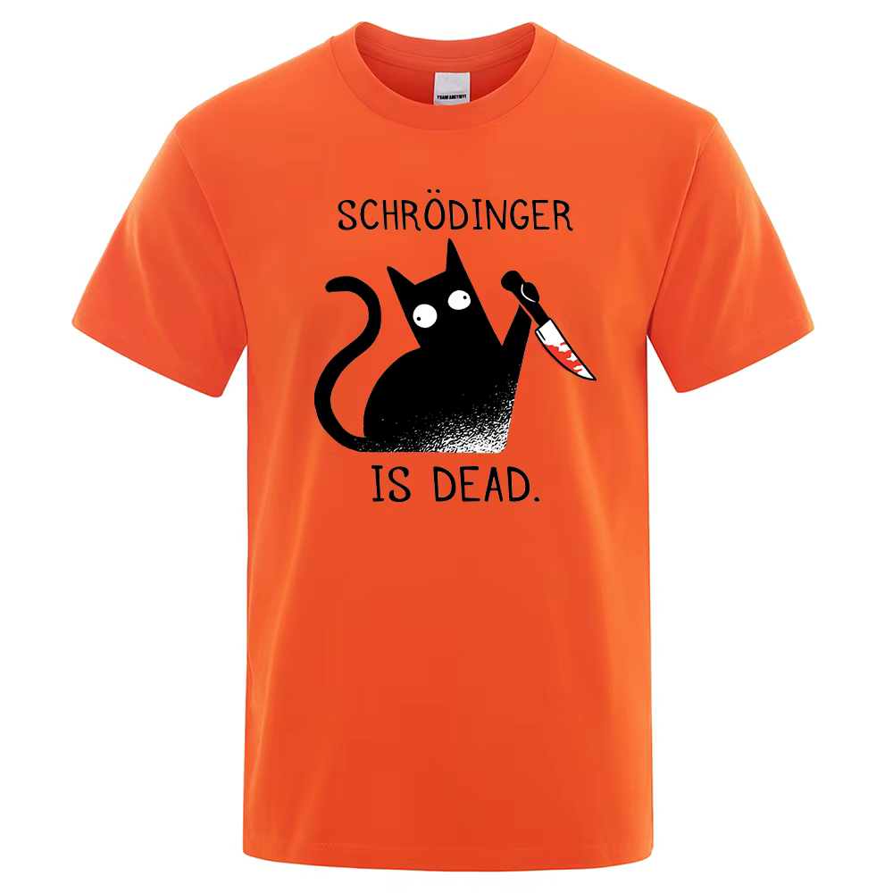 Schrodinger Is Dead chat noir t-shirts mode masculine 100% coton T-Shirt Hip Hop