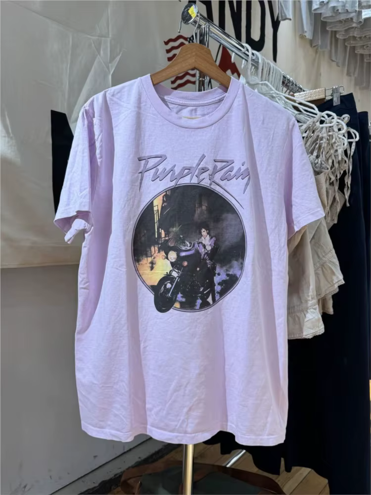 Violet Harley moto imprimé T-shirts femmes été décontracté coton col rond manches courtes