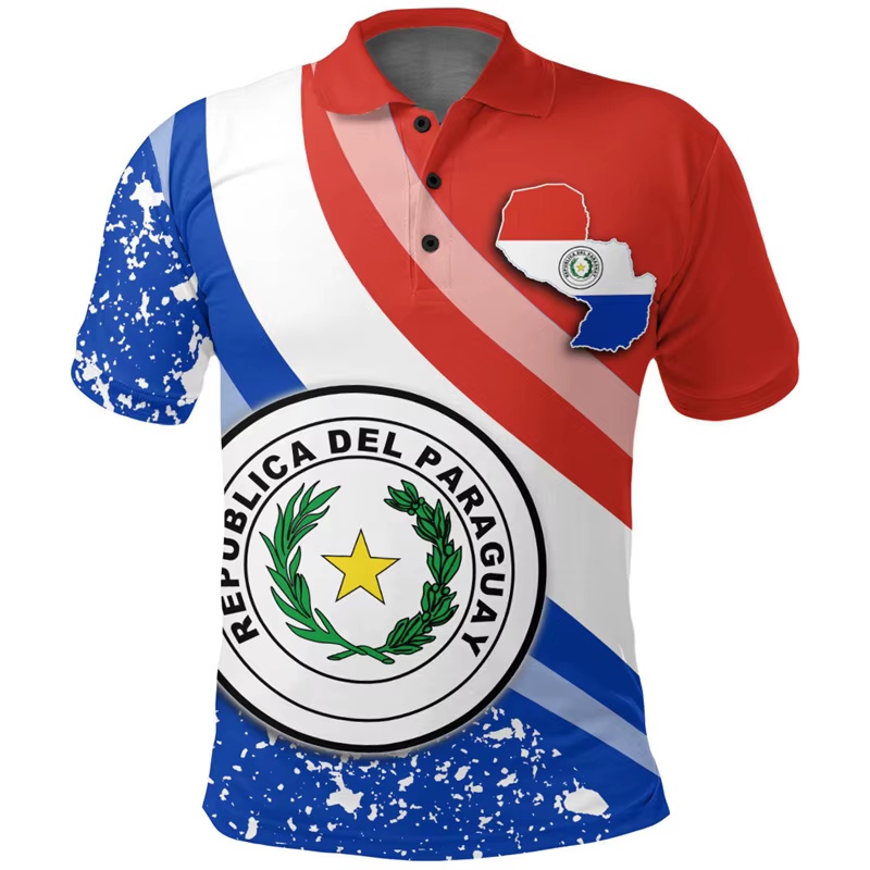Polo imprimé carte 3D du Paraguay Feel pour femmes