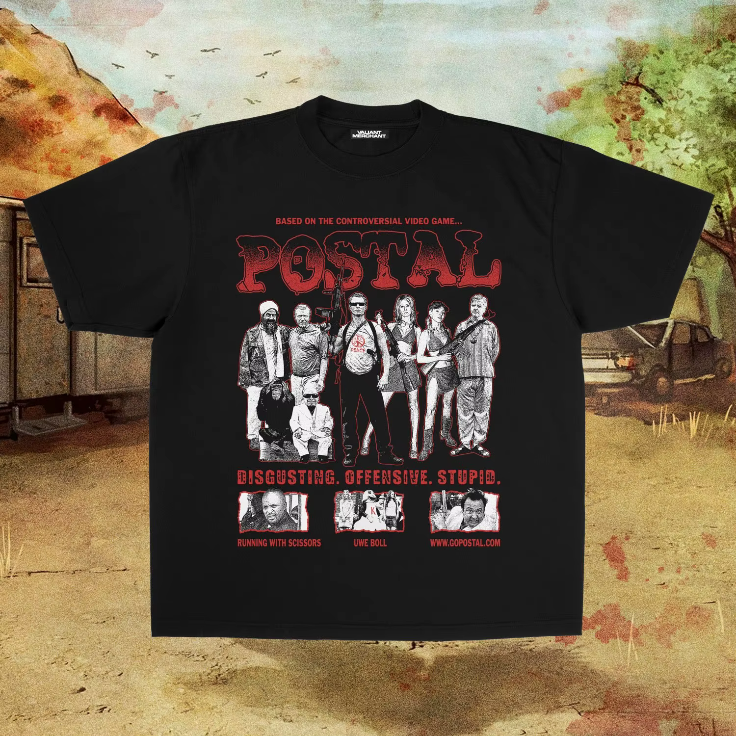 T-shirt noir surdimensionné à col rond pour homme