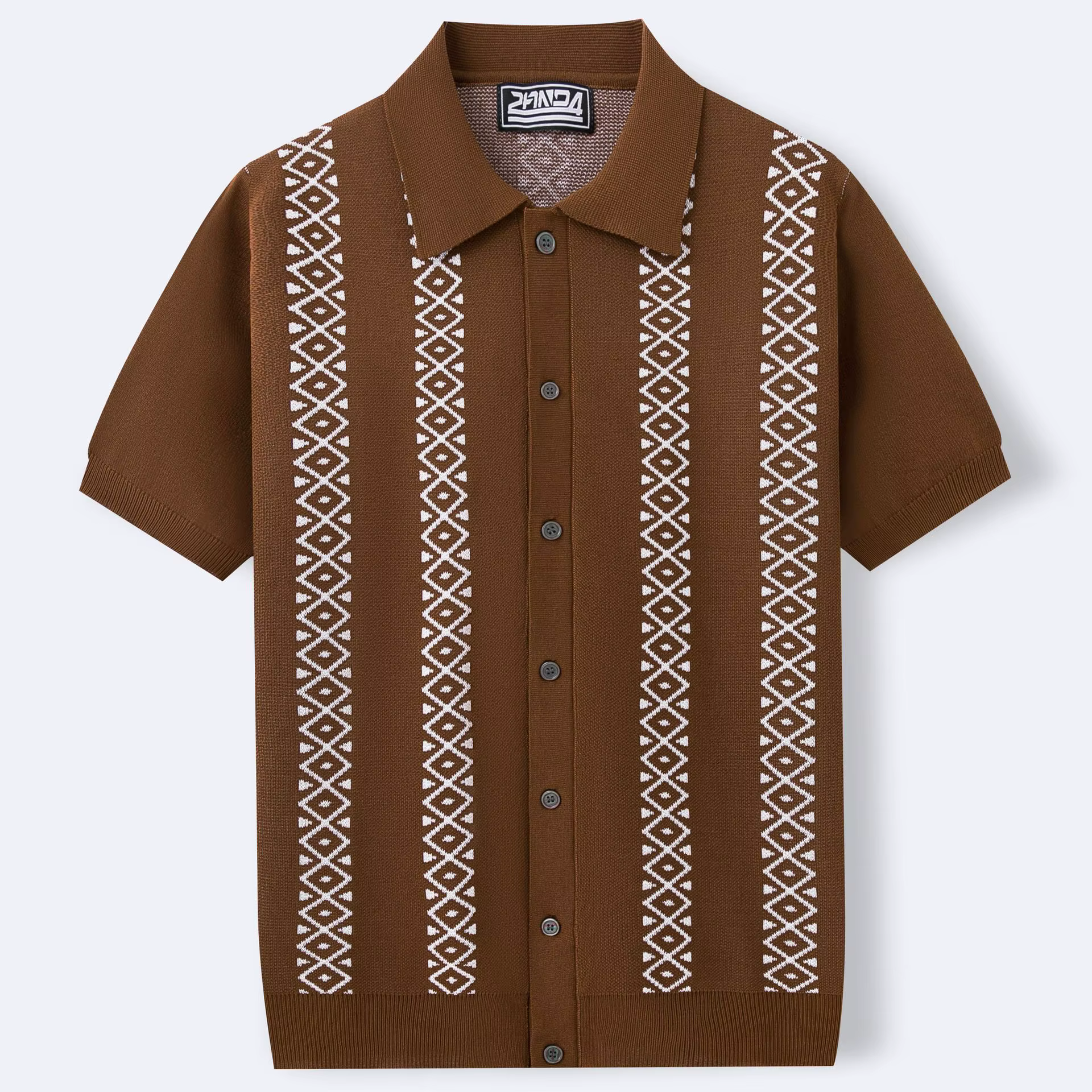 Chemise tricotée jacquard rayée d'été pour hommes européens et américains