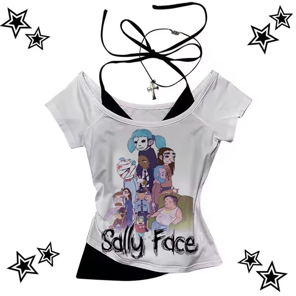 Sally Face t-shirt fille streetwear Vintage Grunge graphique