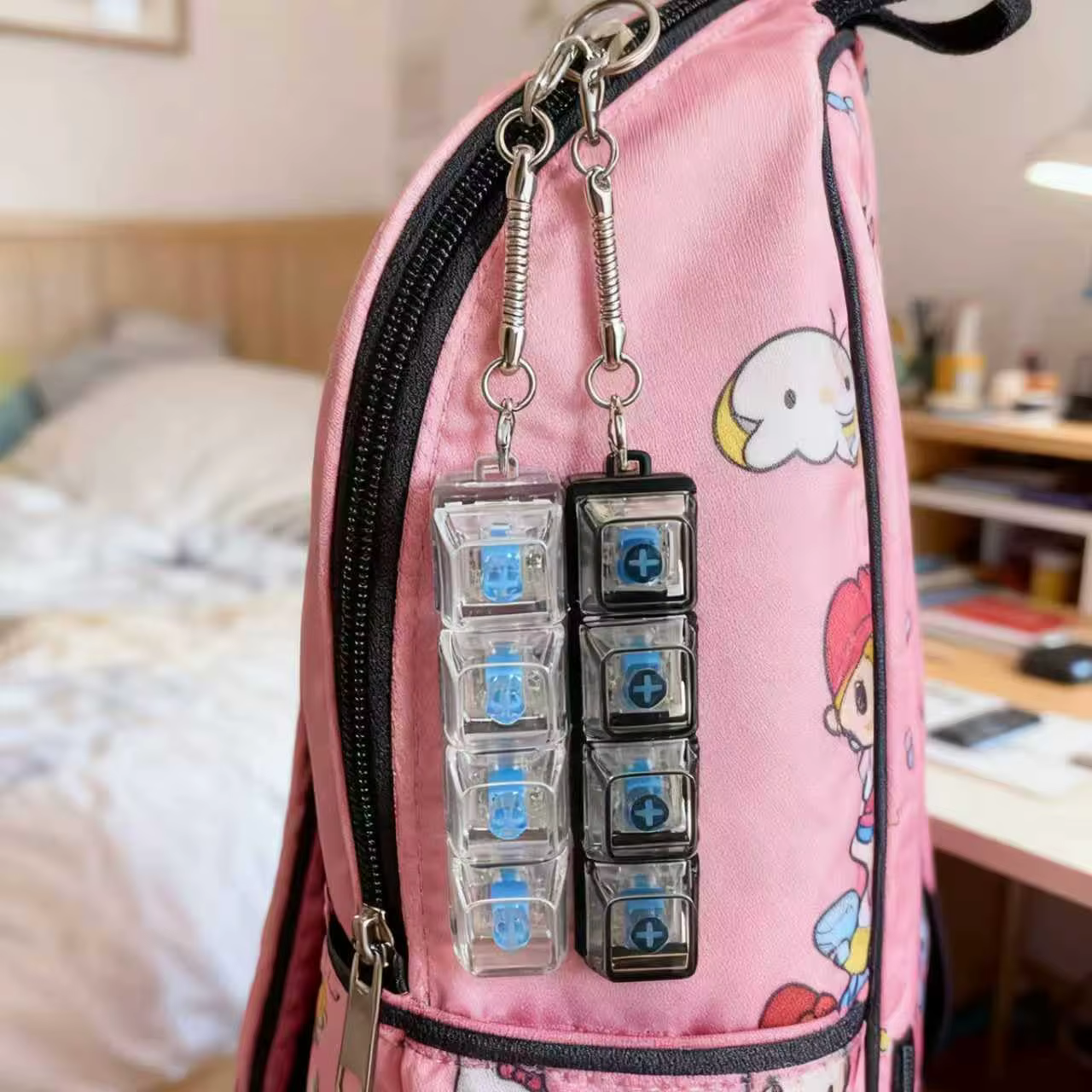Porte-clés LED Clavier avec Bouton Cliquable Anti-Stress et Anxiété