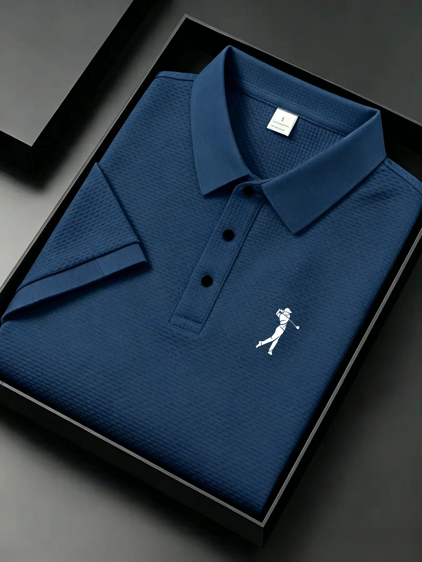 Polo jacquard pour homme avec silhouette de golfeur
