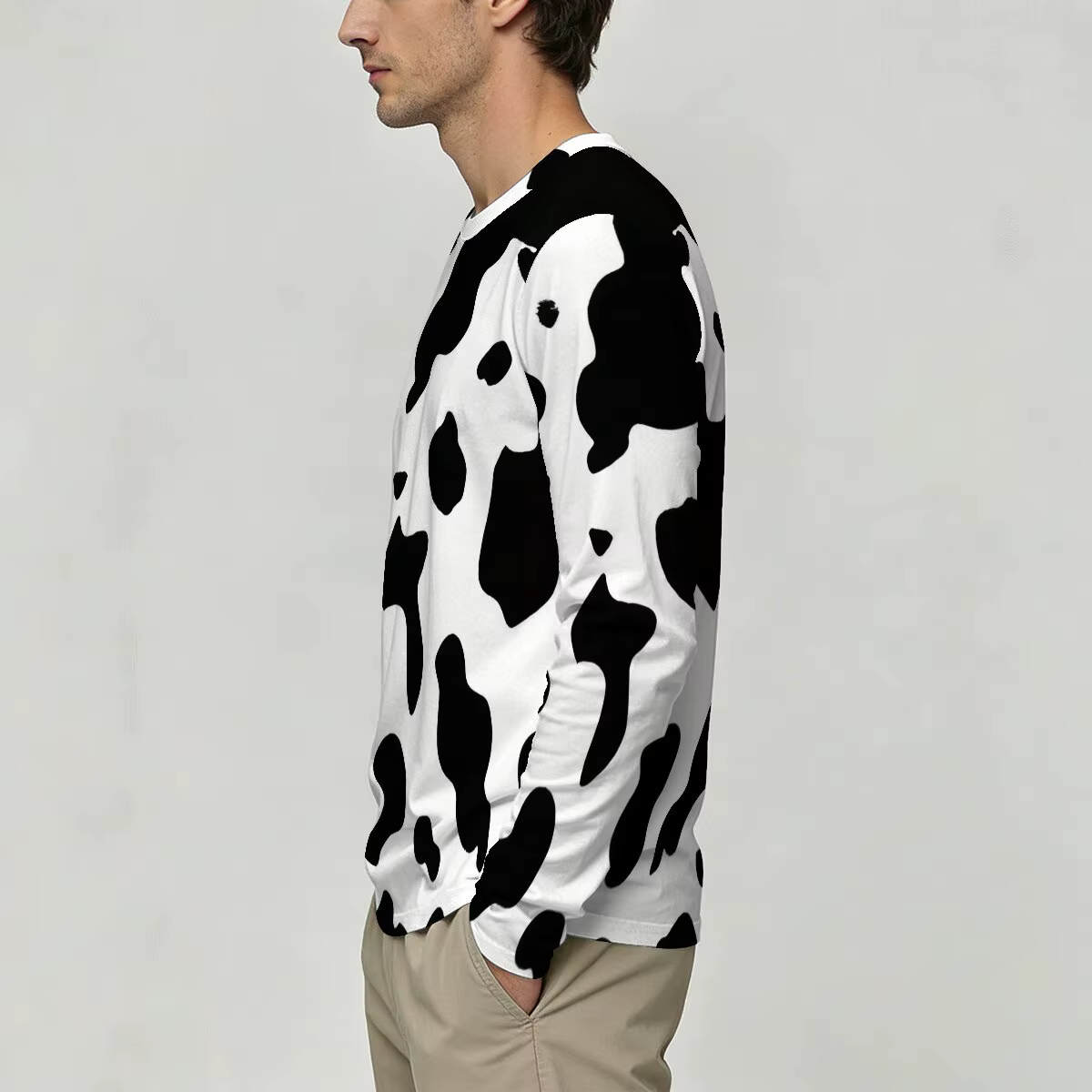 T-shirt à manches longues et col rond pour hommes