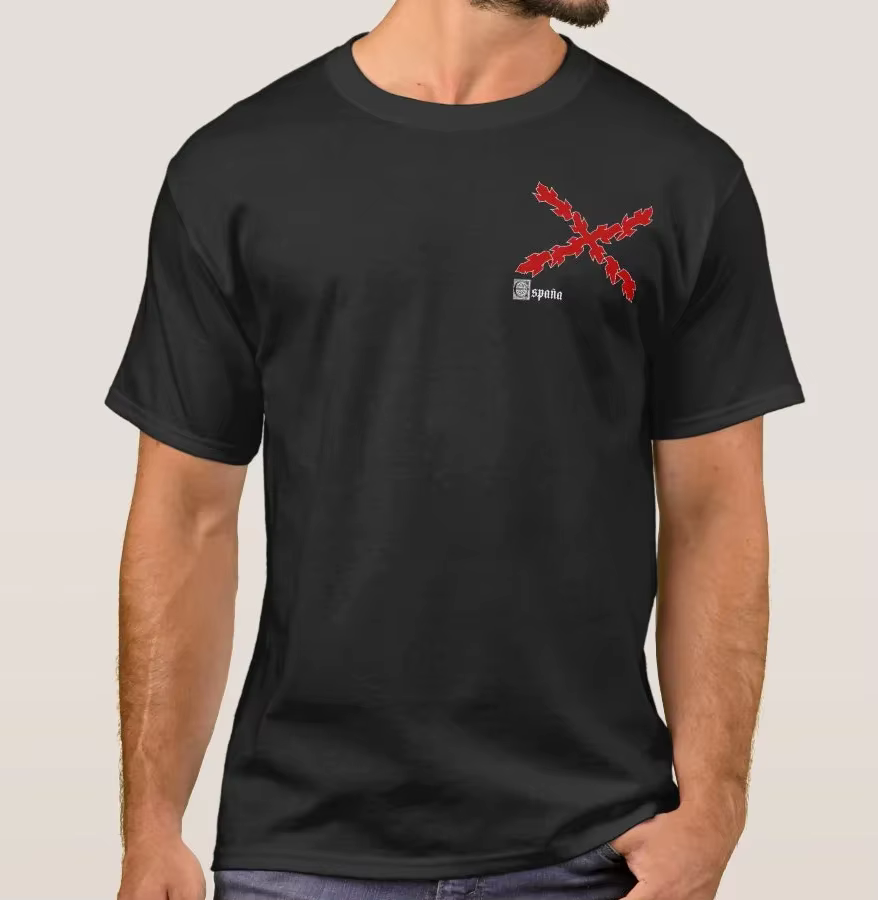 Dieu, patrie et roi. T-shirt croix espagnole de bordeaux. T-shirts décontractés à manches courtes 100% coton