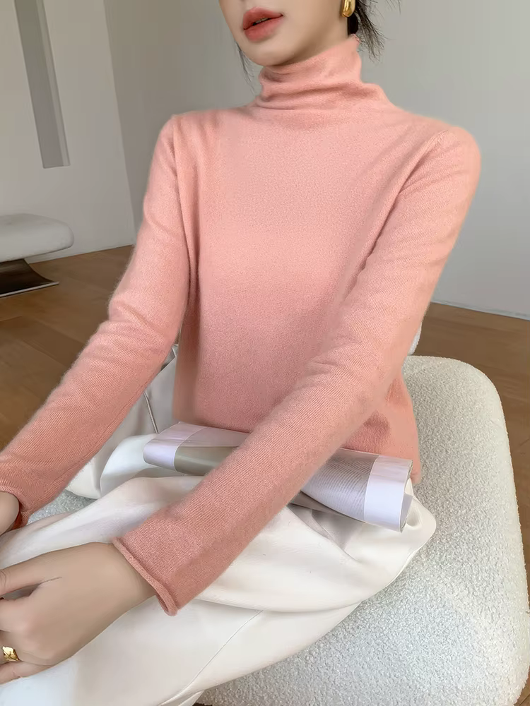 Choix femmes 100% pull en cachemire col roulé à manches longues