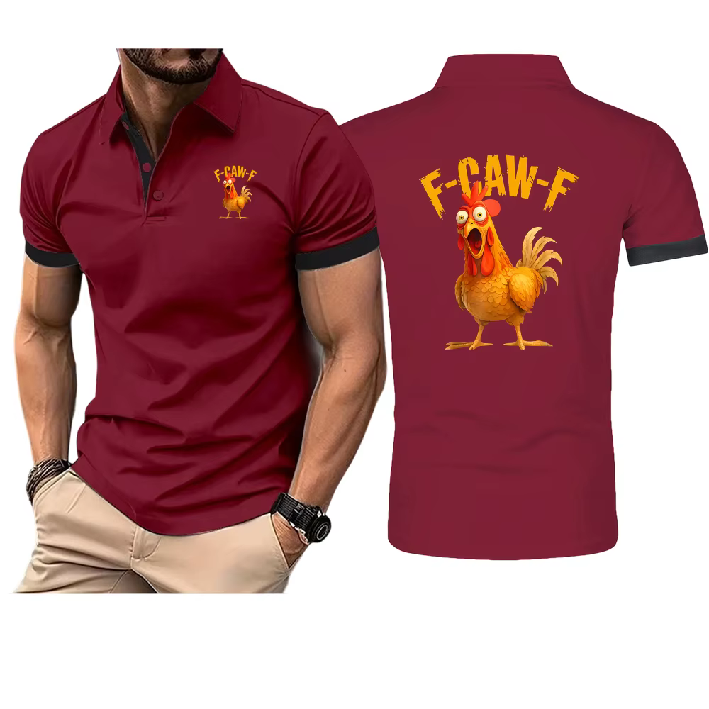 2025 F Caw F poulet FCAWF imprimer hommes nouveau Style été mode respirant Polos chemise décontracté couleur unie haut mince