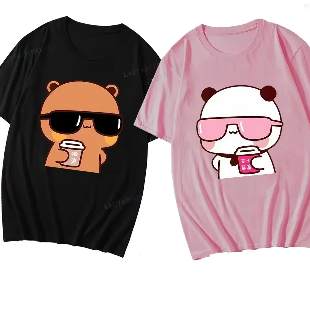 T-shirt pour couple avec motif de dessin animé mignon