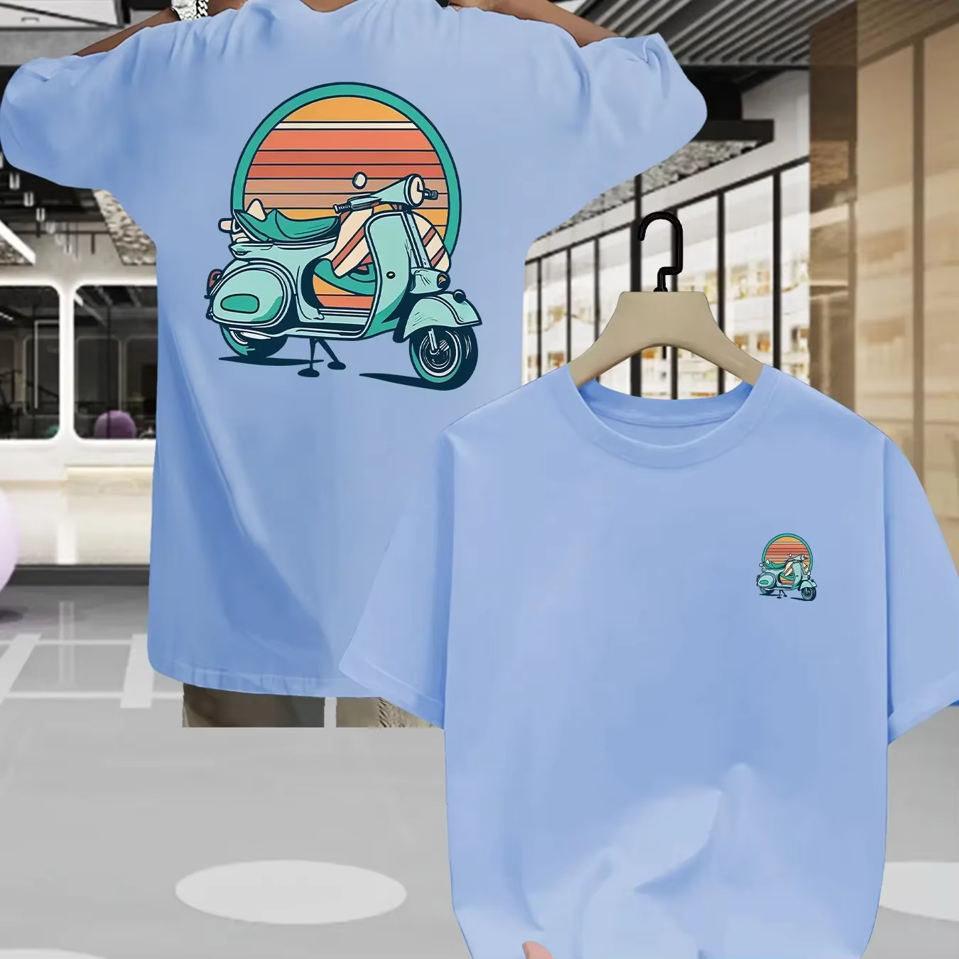 T-shirt pour homme à motif scooter rétro