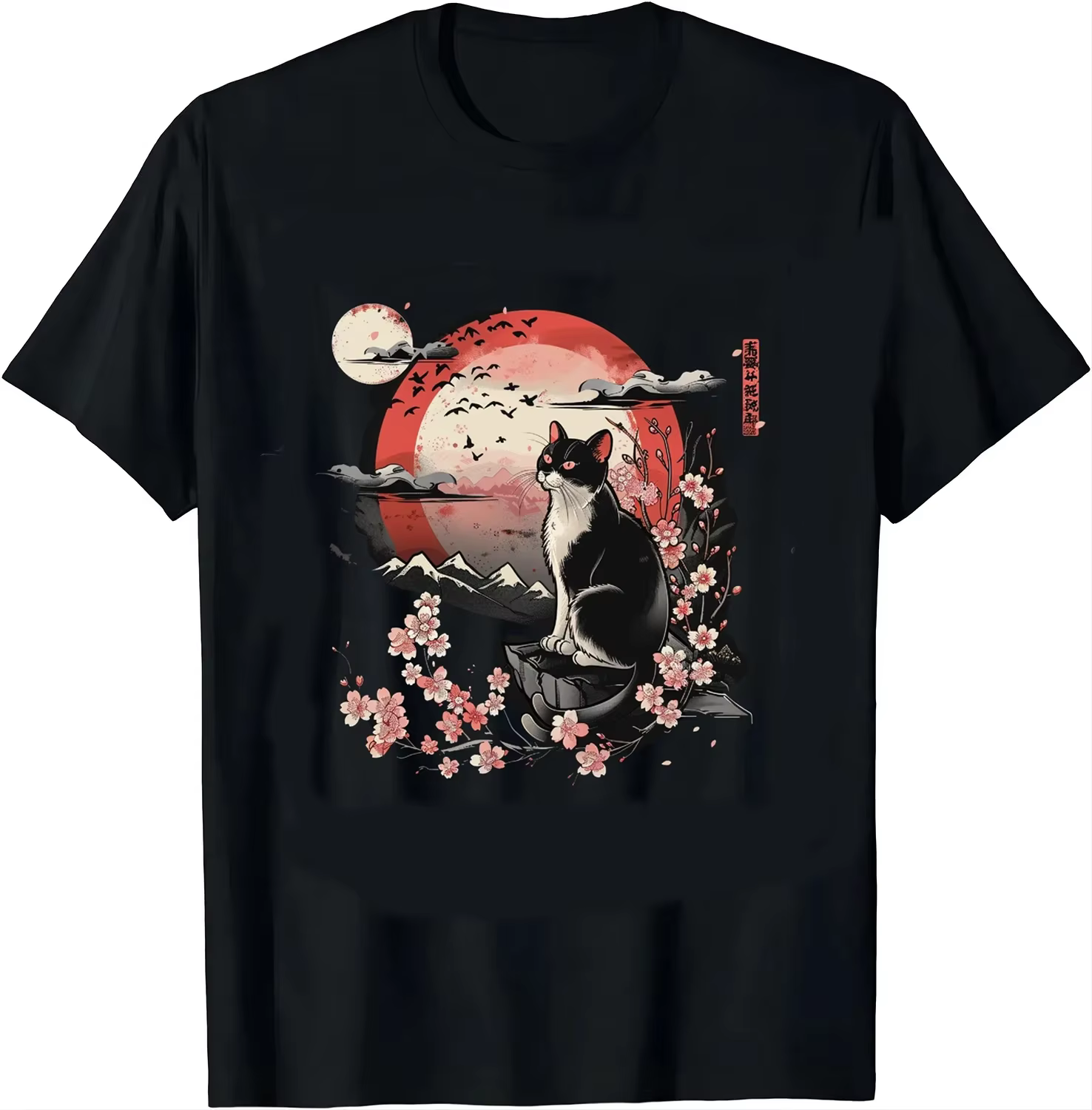 T-shirt pour femme avec motif de chat d'anime mignon