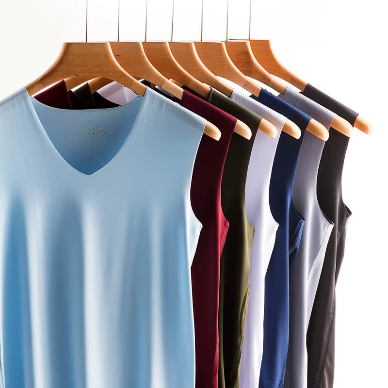 Débardeur en soie sans couture pour hommes