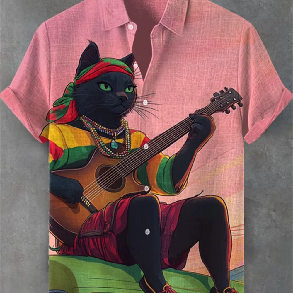 Chemise en lin à manches courtes pour hommes