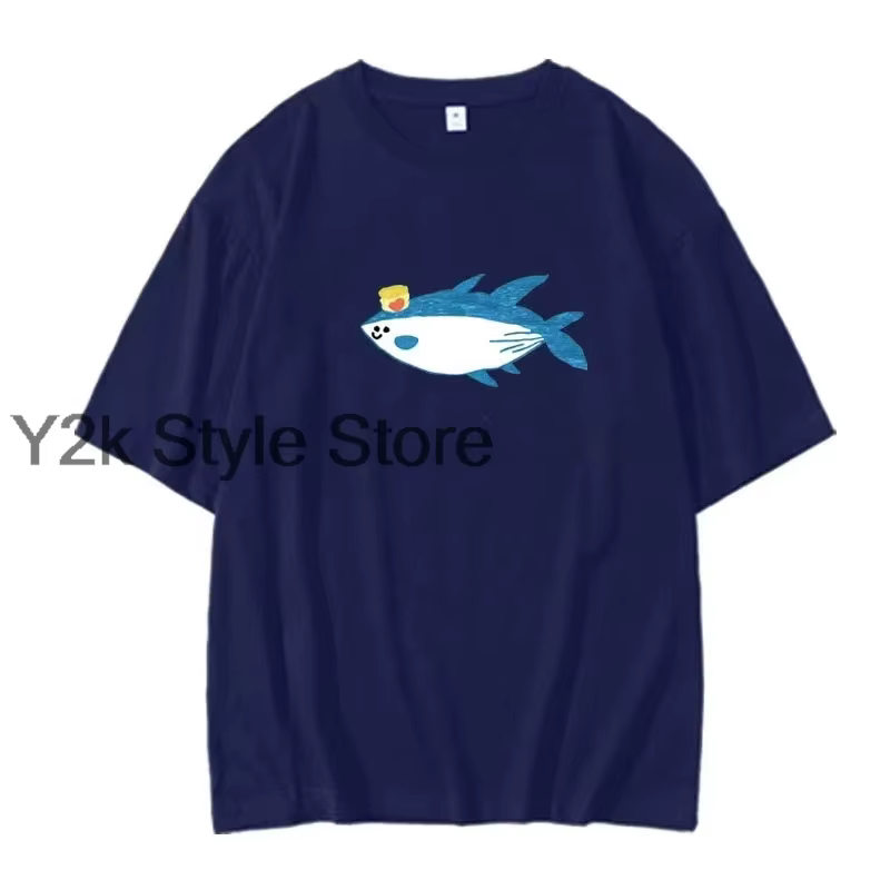 Drôle Jin Super thon poisson mignon t-shirts mode hommes et femmes vêtements Harajuku unisexe couverture en coton Y2K graphique t-shirts cadeau de jour