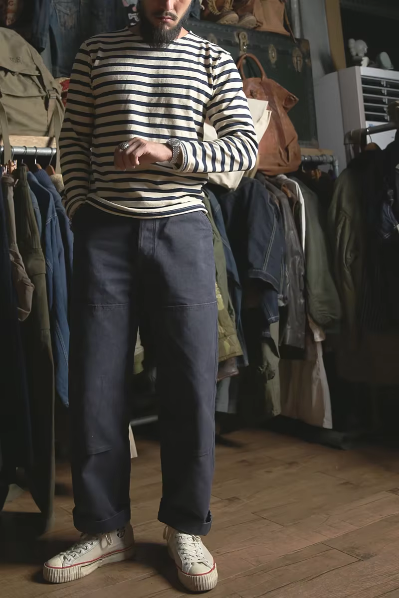 Bronson Sailor's Chemise rayée Vintage Mode Breton Col bateau T-shirt à manches longues