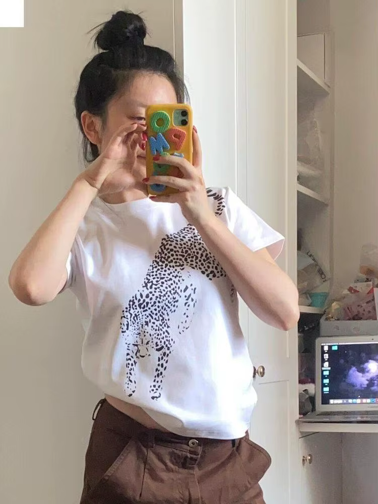 T-shirt imprimé léopard pour femme
