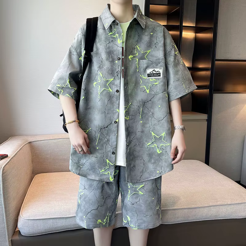 Chemises + shorts 2025 vêtements de sport d'été mode homme manches courtes imprimé ensembles