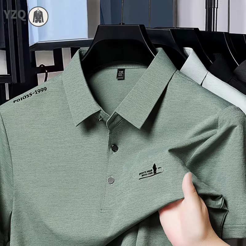 Polo décontracté pour homme automne avec logo imprimé