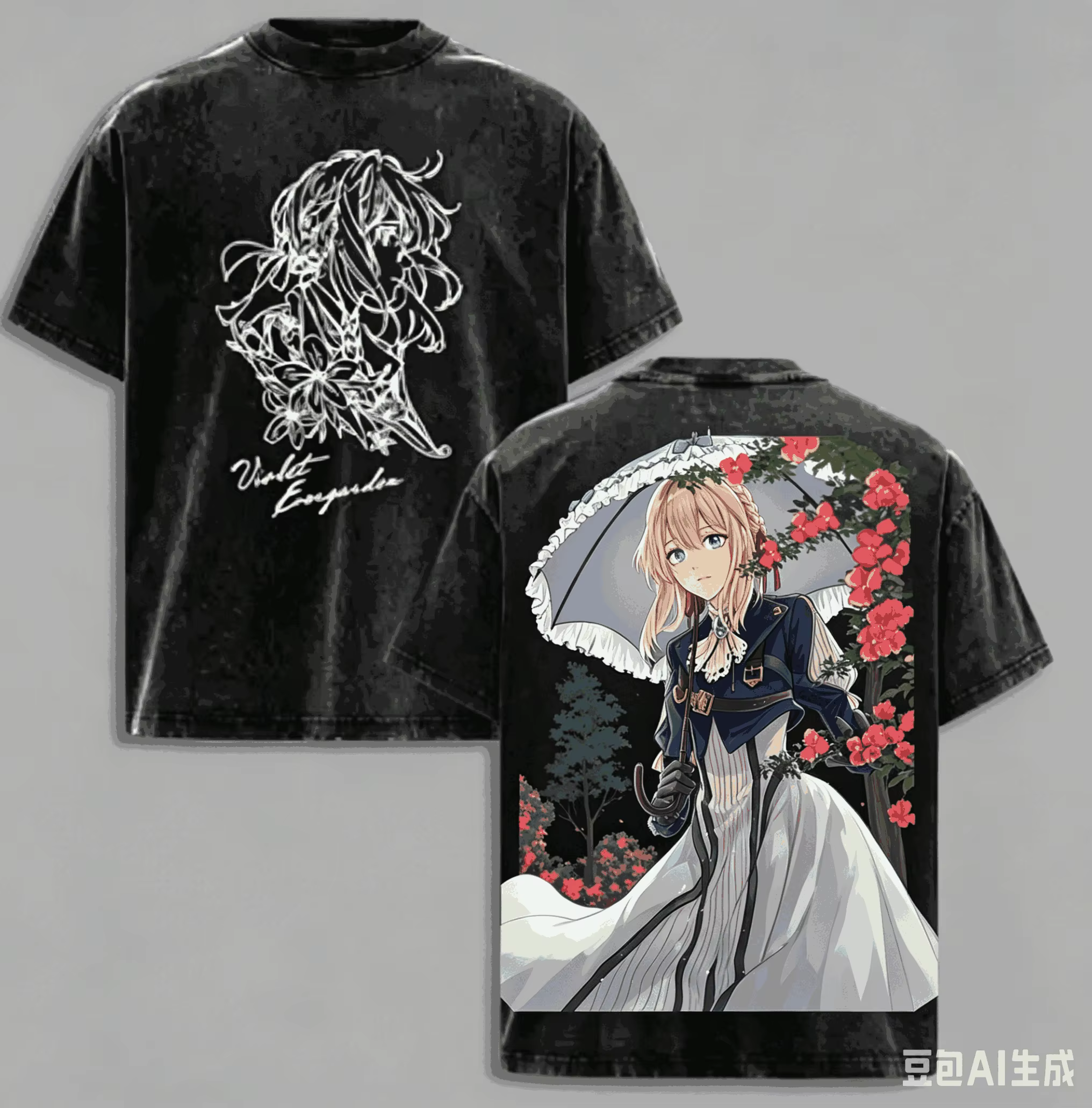 T-shirt Violet Evergarden délavé