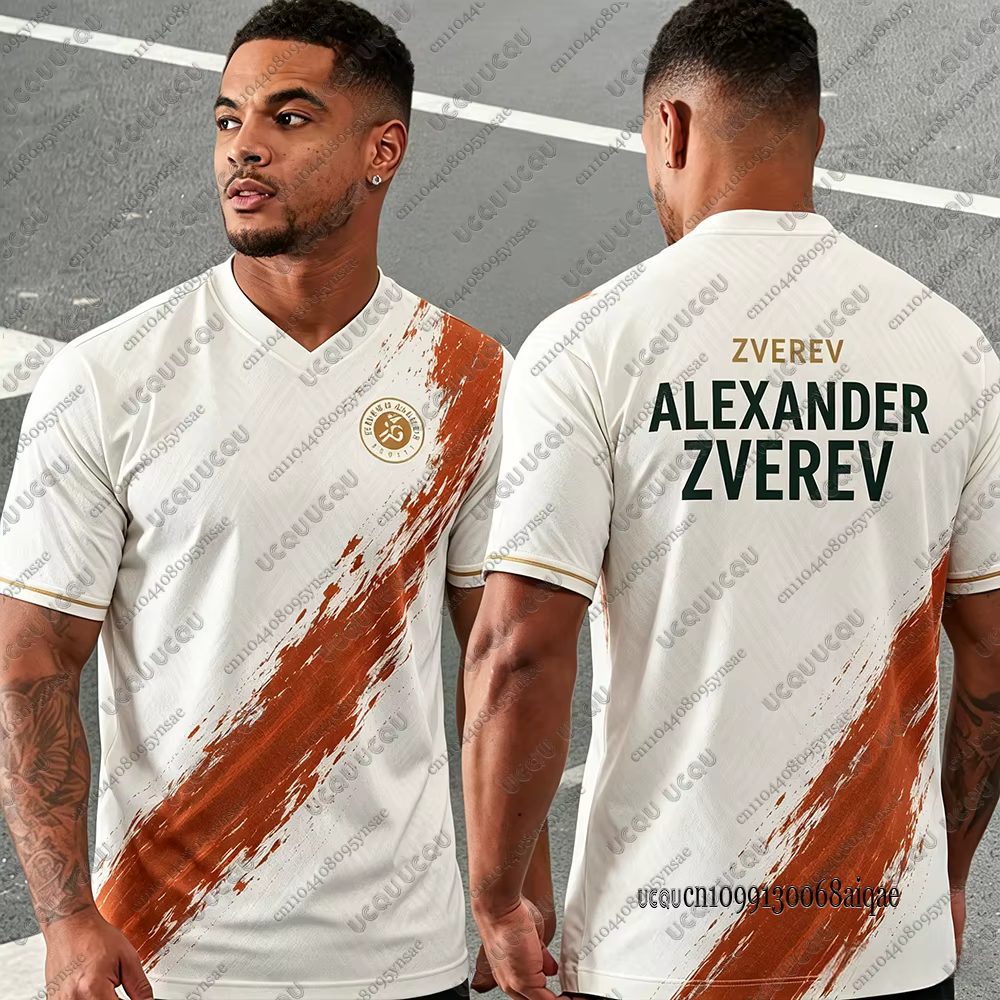 Nouveaux Maillots de Tennis Français 2026 pour Hommes - T-shirt Décontracté Sportif à Manches Courtes Alexander Zverev Champions - Haut pour Homme