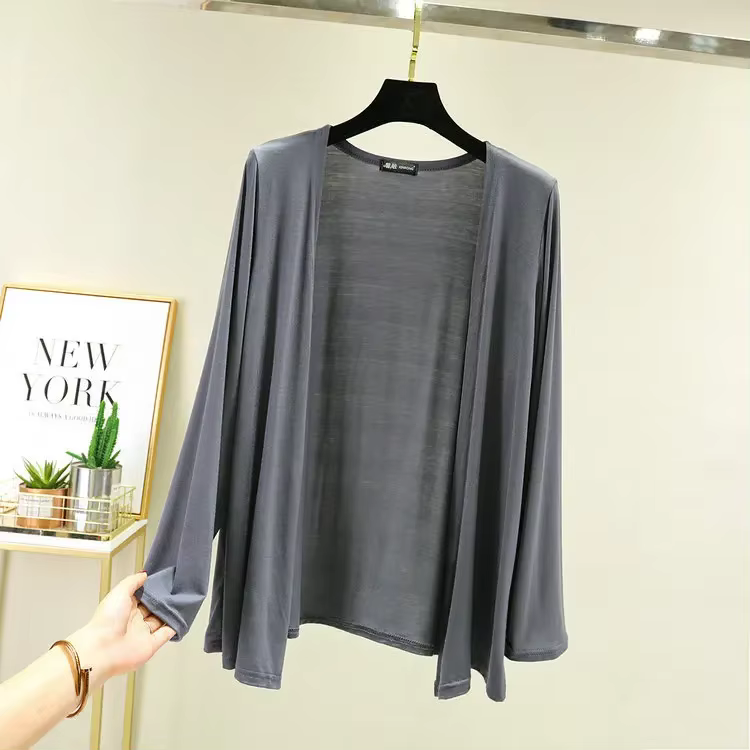 Nouvelle offre spéciale de la saison femmes à manches longues Modal coton coupe ajustée veste légère Cardigan ouvert printemps été mince vêtements d'extérieur Air
