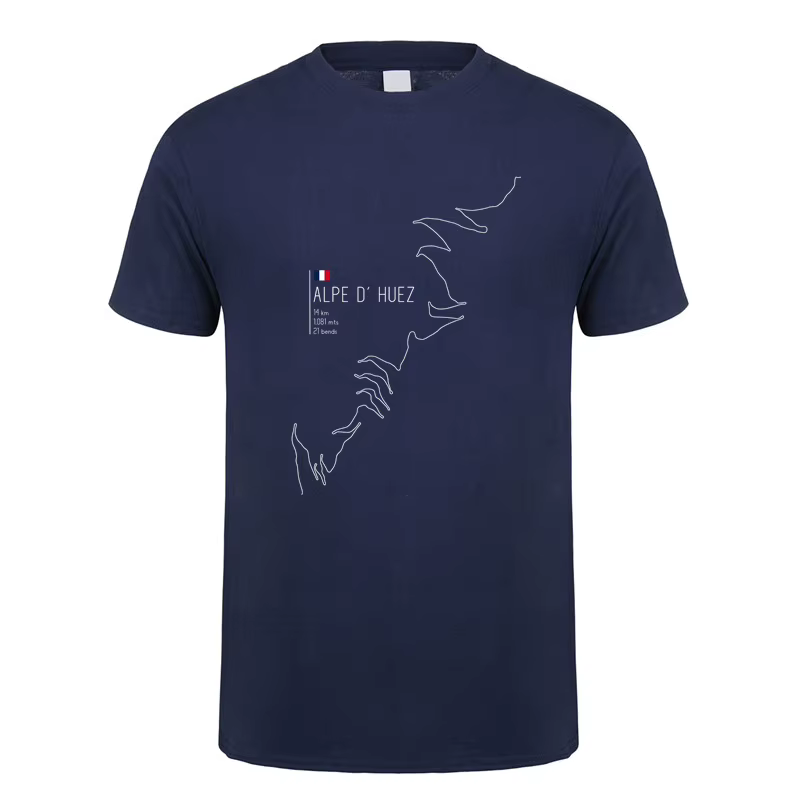 Alpe d Huez en France cyclisme t-shirt été hommes à manches courtes coton