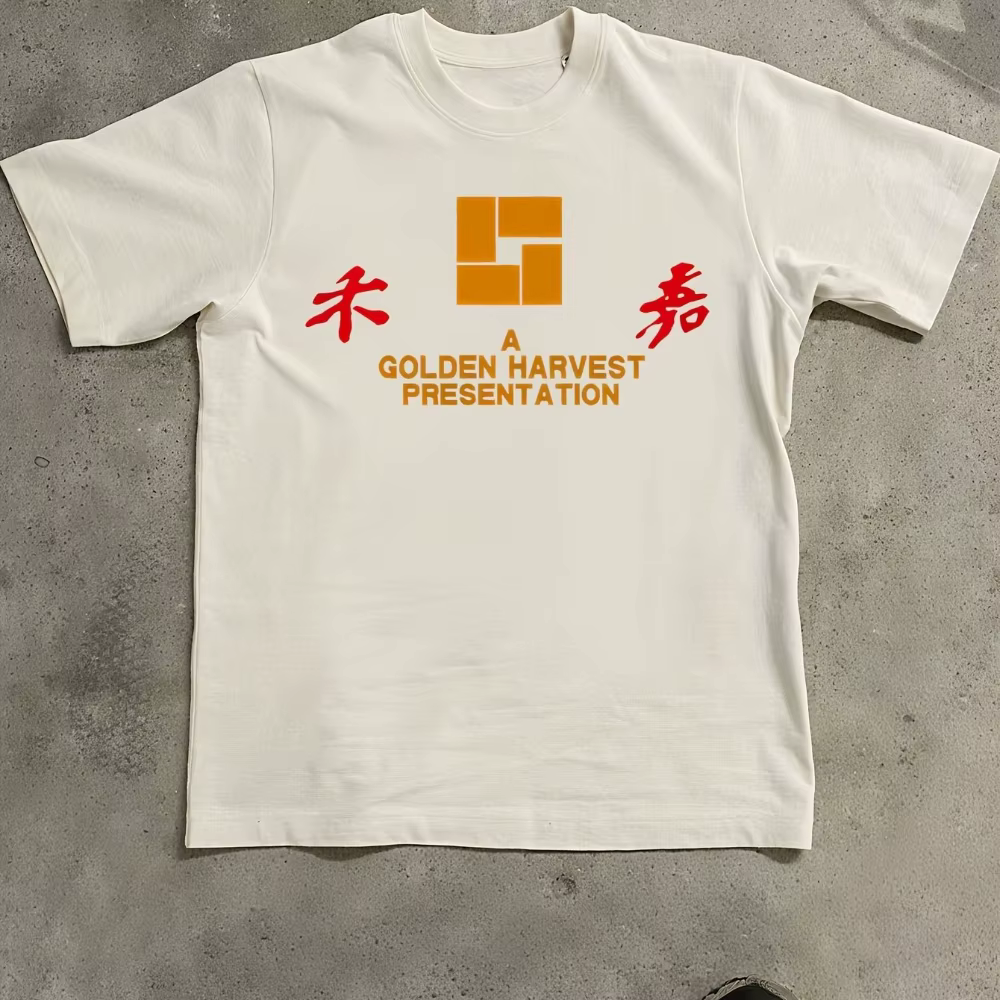 T-shirt pour hommes et femmes avec motif de film rétro Golden Harvest Hong Kong