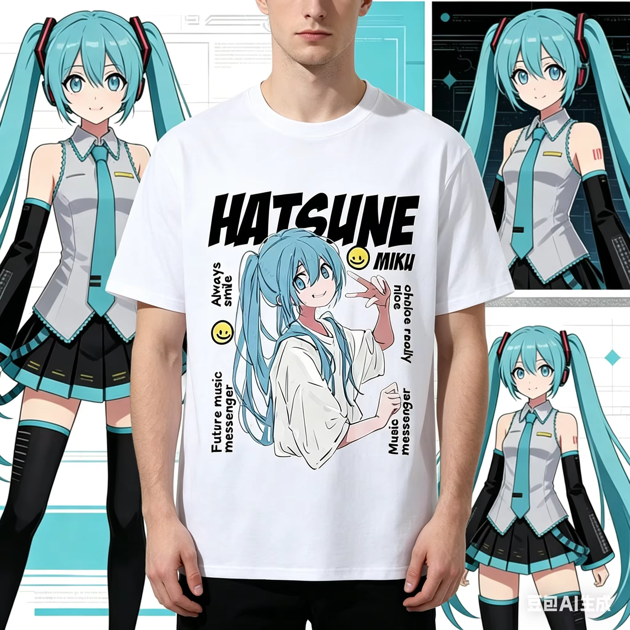 Hatsune miku Love Music T-Shirt à motif Anime pour hommes et femmes