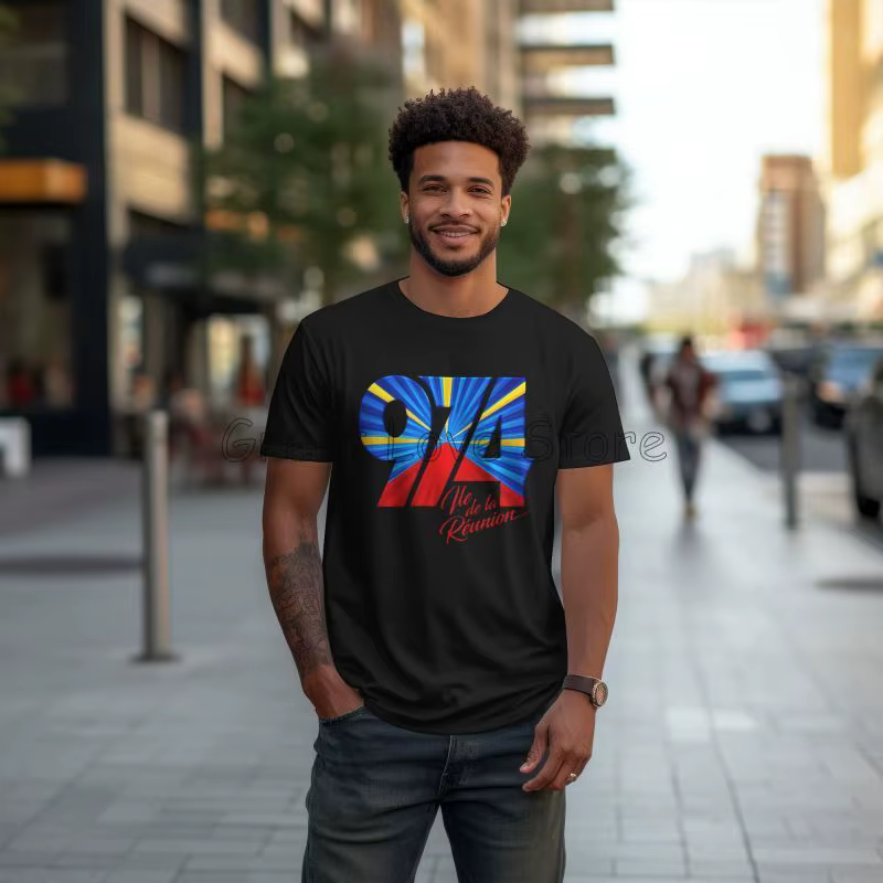 Personnalisé 974 île de la réunion Logo imprimé T-shirt hommes coton graphique t-shirts été décontracté grande taille